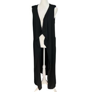 POETRY Longline Belted Flowing Cardigan Duster Black Size Small